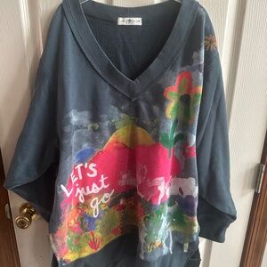 Natural Life Super-oversized Let’s Just Go V-neck sweatshirt